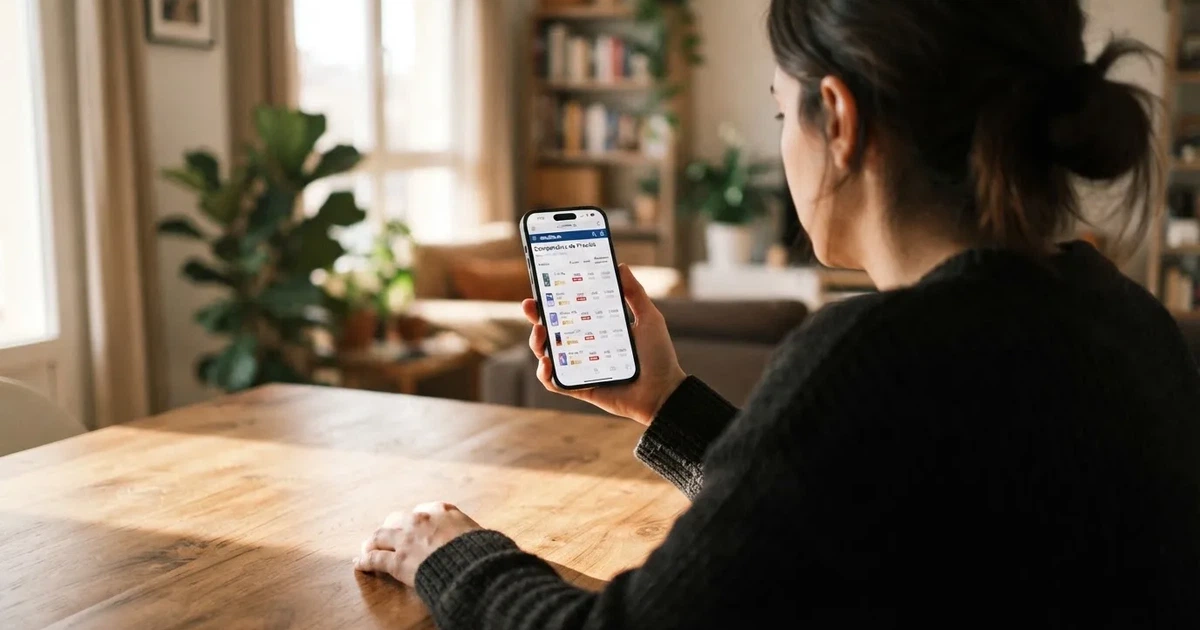Jugador consultando en un móvil la comparativa de casinos online españoles con bono de bienvenida sin depósito, con el dominio .es visible en pantalla