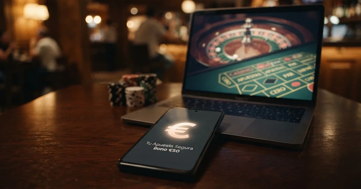 Cartera digital con saldo en USDT junto a una ruleta de casino online, pantalla de ordenador mostrando la interfaz de depósito