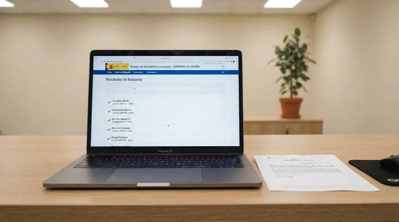Captura del portal oficial de la DGOJ mostrando el buscador de operadores autorizados con licencia en España
