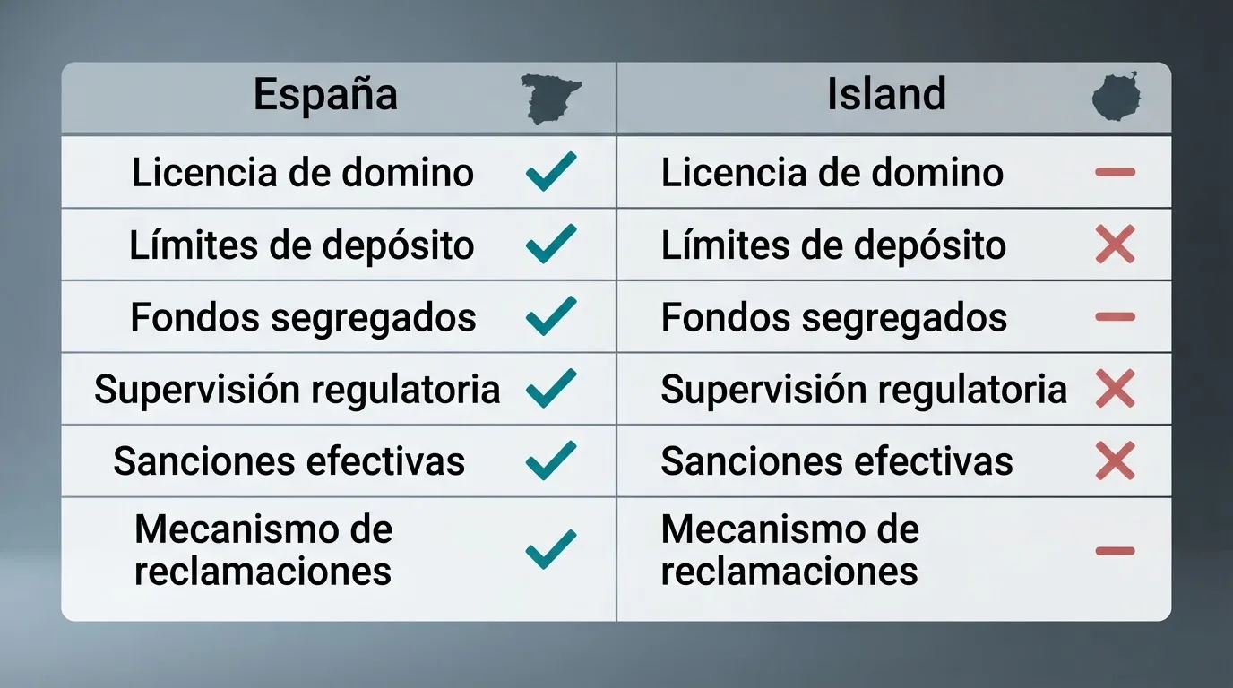 Tabla comparativa con dos columnas: los requisitos de una licencia DGOJ española frente a los de una licencia de Anjouan