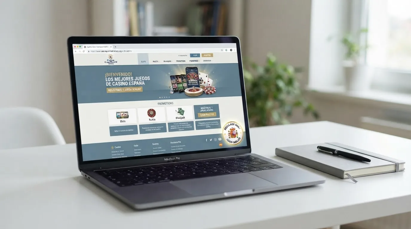 Pantalla de un casino online con el sello de la DGOJ y el dominio .es visibles en la barra del navegador