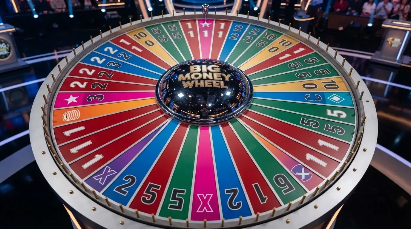 Desglose visual de los 54 segmentos de la ruleta de Crazy Time: números 1, 2, 5, 10 y las 4 bonificaciones