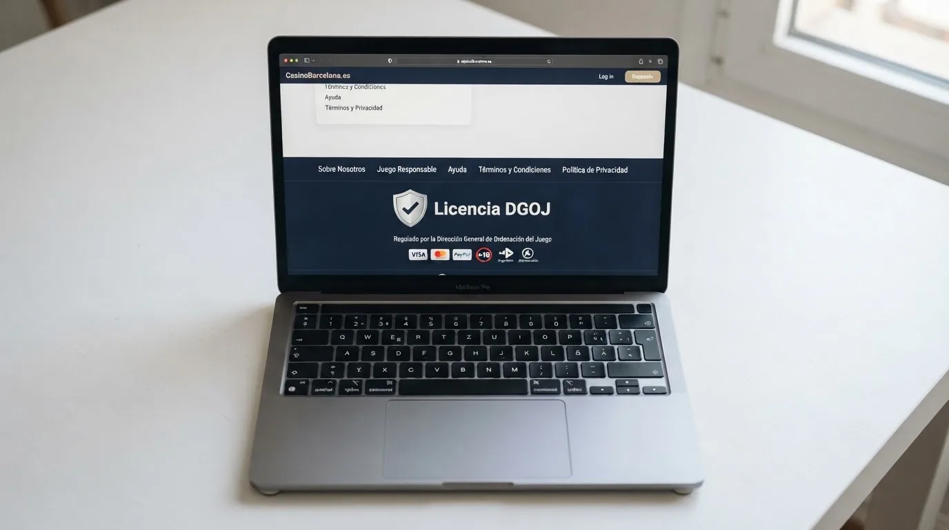 Detalle del sello de la Direción General de Ordenación del Juego en el footer de un casino online español
